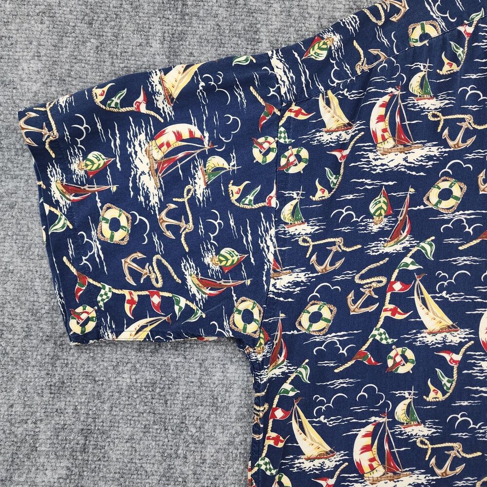 Tommy Hilfiger Shirt Mens Medium Sailing AOP Camp Loop Collar Vintage Nautical - Picture 8 of 13